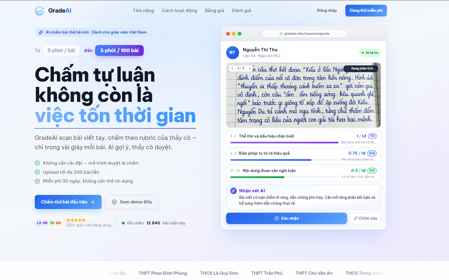 GradeAI - Trợ lý chấm bài tự luận viết tay bằng AI